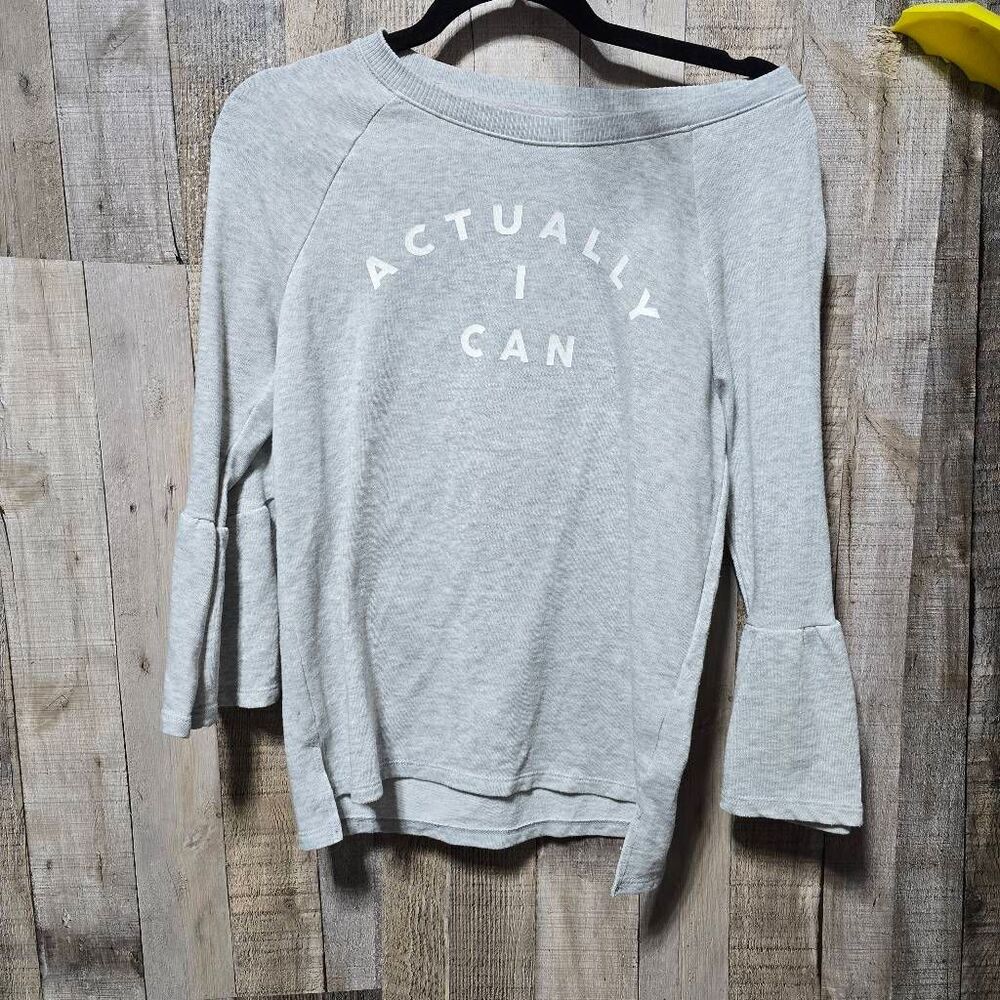 Aerie Grey Actually I Can Grey Bell Sleeve Sweatshirt Casual Trendy Comfy Basic